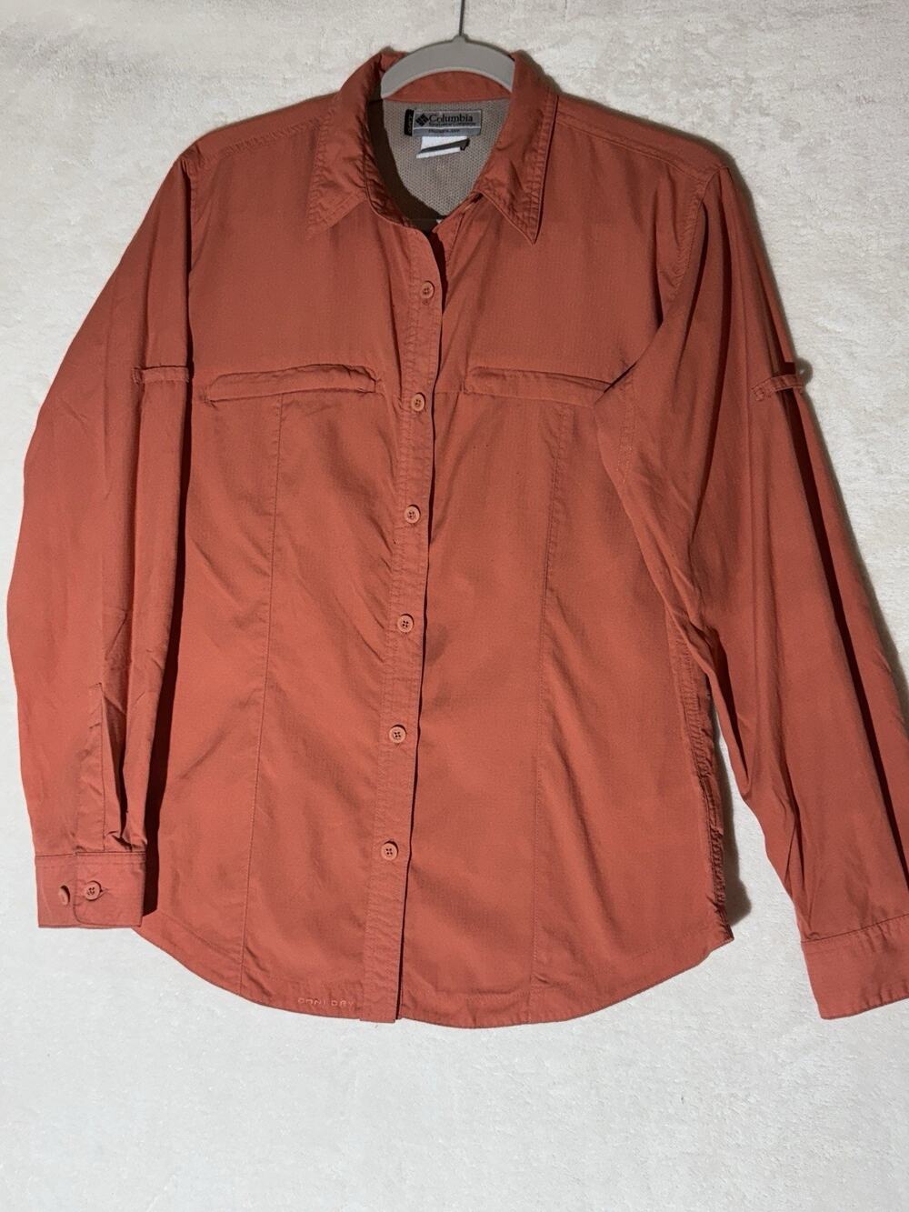 Women’s Columbia GRT Long Sleeve Button Up Shirt Burnt Orange Size Large